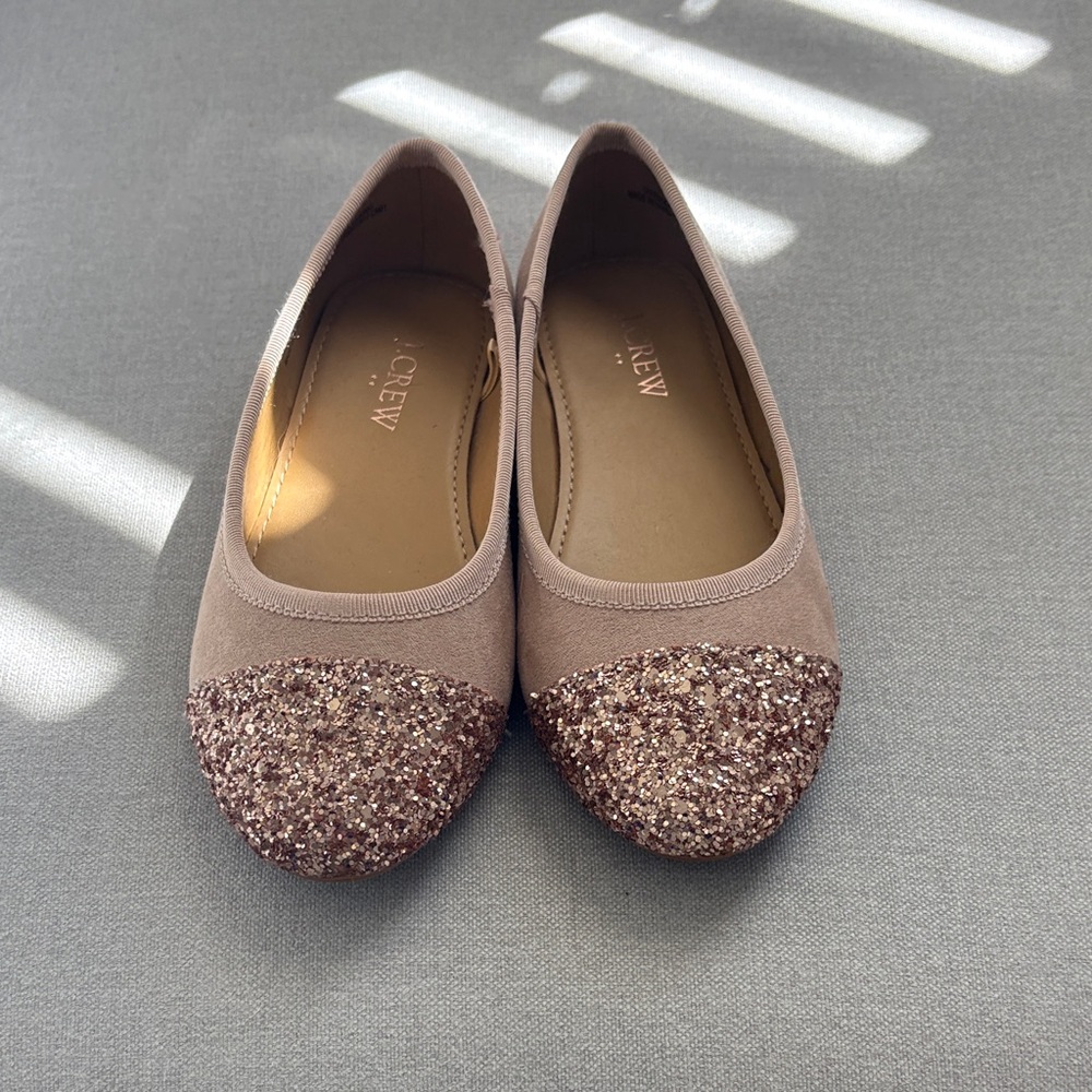 J. Crew Girls Rose Gold Glitter Toe Flats